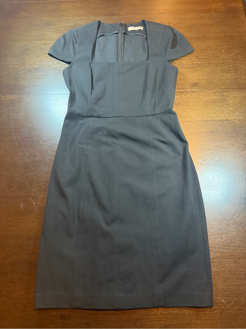Banana Republic Black Square Neck Sheath Dress Size 10 Cap Sleeve Career
